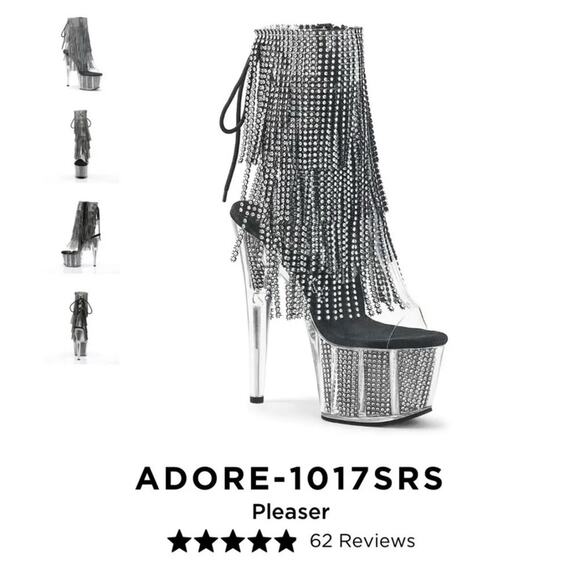 Adore-1017SRS Black Rhinestone Fringe Bootie $110 - Picture 1 of 16